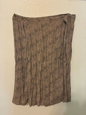 Leopard Print Pleated Midi Skirt - Brown